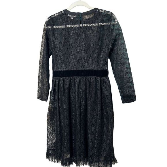 New Nanette Lepore Lace Velvet  Dress Very Black Size 0 NM8F17AC5 - Picture 5 of 9